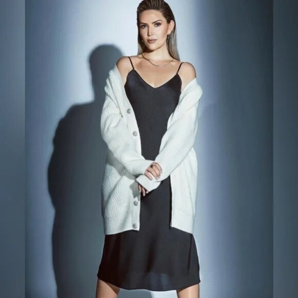 Knix Papaya Satin Slip Midi Dress NWT Black Size XS - Picture 1 of 5